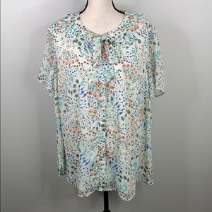 Daniel Rainn floral short sleeve blouse - 2X